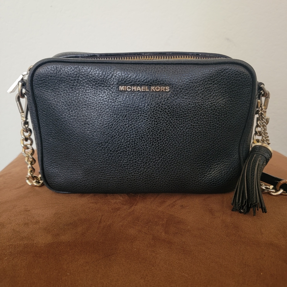 Michael Kors Black Pebbled Leather Crossbody Bag